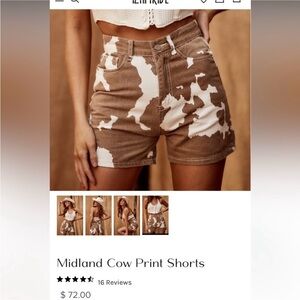 Midland Cow Print Shorts- Brown